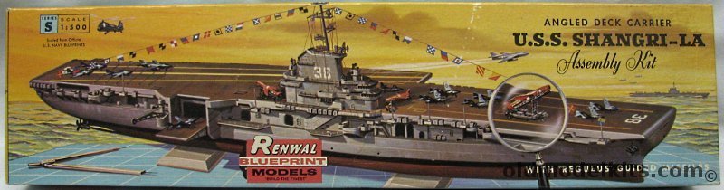 Renwal 1/500 CV-38 USS Shangri-La Aircraft Carrier with Regulus I Missiles (Essex Class Angled Deck), S600-198 plastic model kit